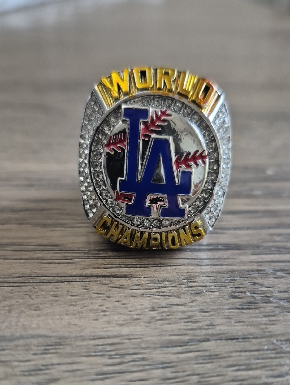 Silver and Gold LA Dodgers Championship Ring Replica